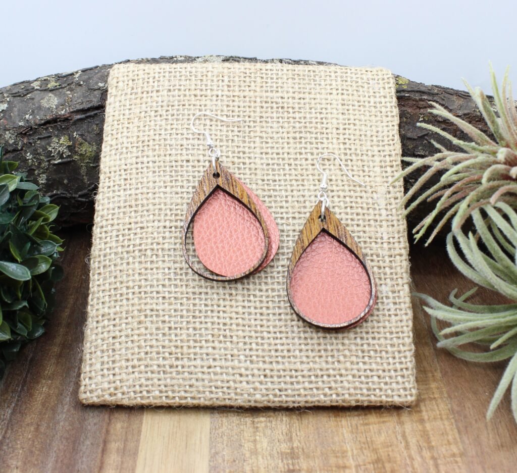 Mackintosh inspired earrings with copper vegan leather detail